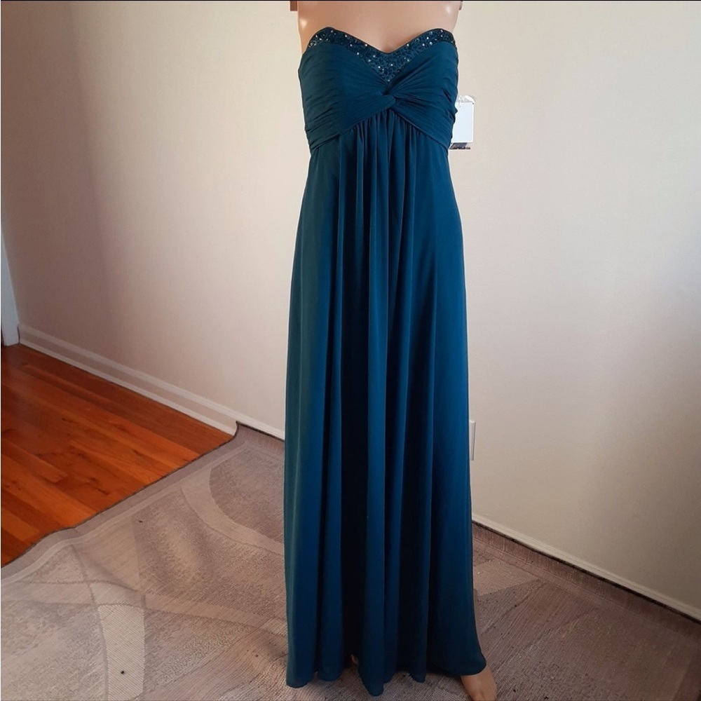 David's Bridal Oasis Blue Strapless Maxi Dress Size 2 - Picture 4 of 8